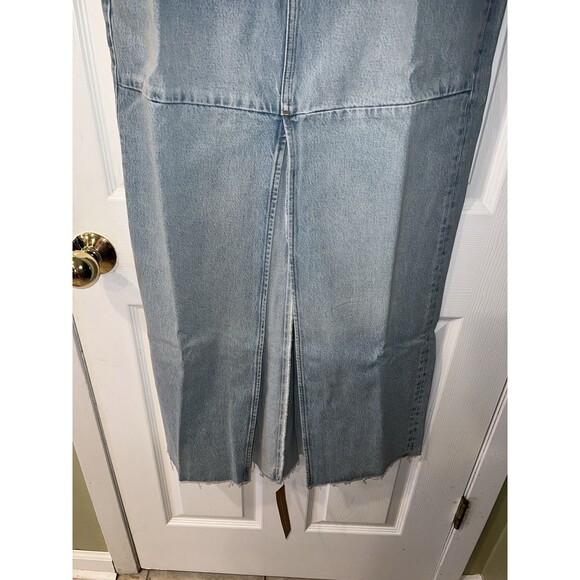 Reformation Skirt Womens 31 Blue Denim Tazz Maxi Raw Hem Modern Festival New - Picture 3 of 10